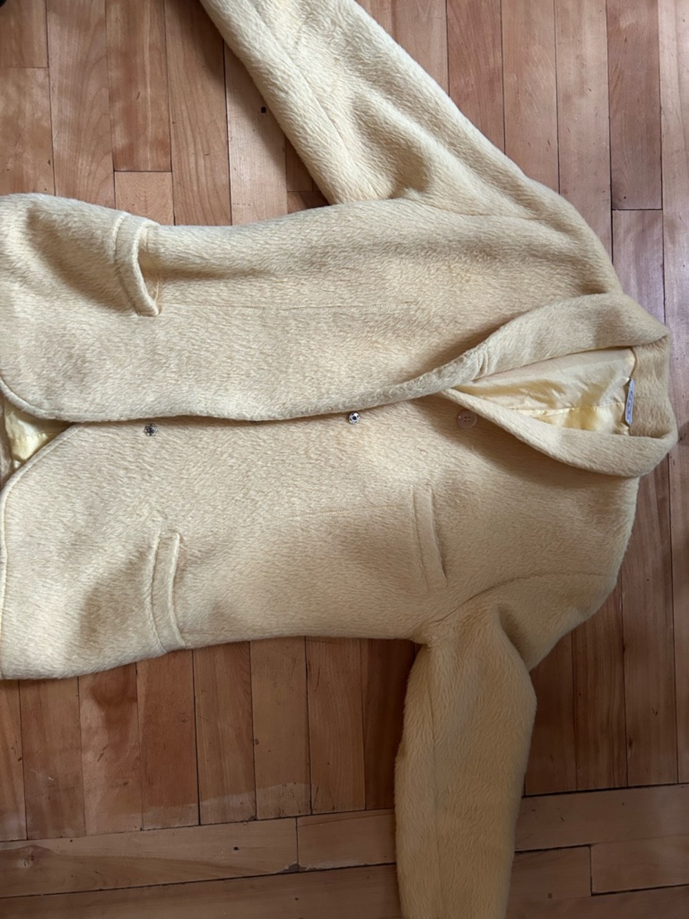 Gianni Versace Soft Pale Yellow Fuzzy Button Coat vintage